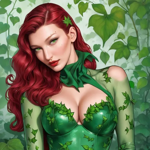 Prompt: Bella hadid as poison ivy 