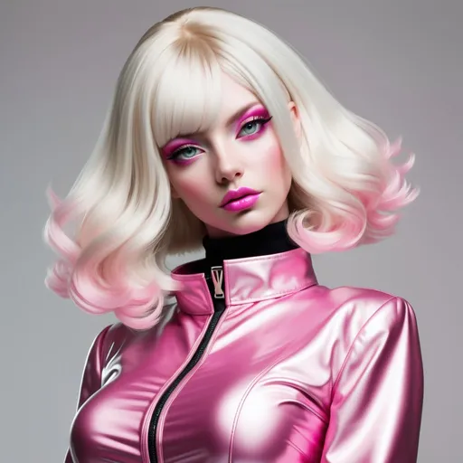 Prompt: Hypnotic bimbo  platinum blonde pink