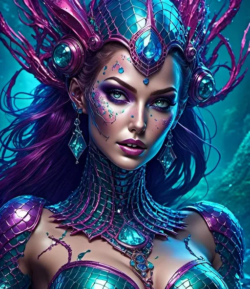 Prompt: <mymodel> evil hypnotic  robot  mermaid 