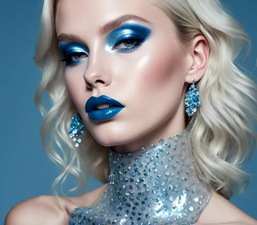 Prompt: <mymodel> killer frost    blue lips and eyeshadow 