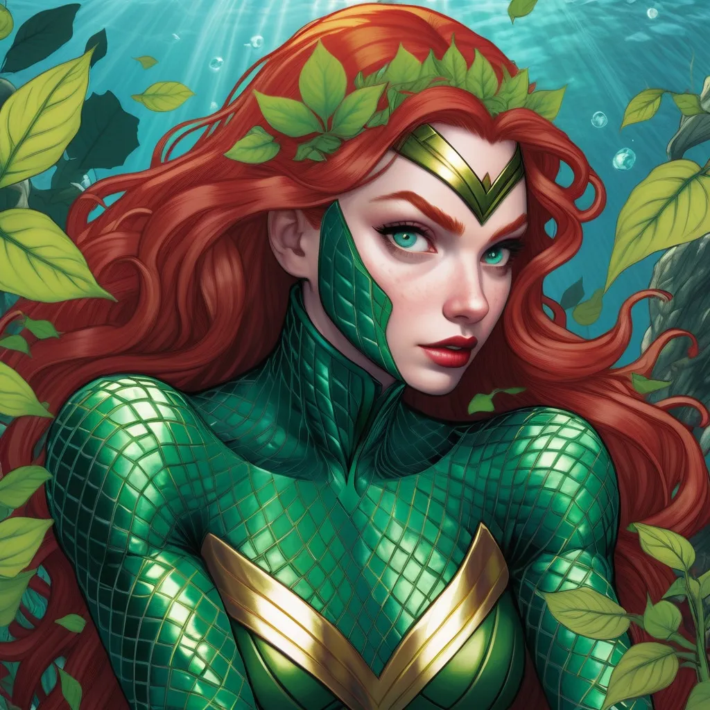 Prompt: Mera hypnotized by poison ivy  