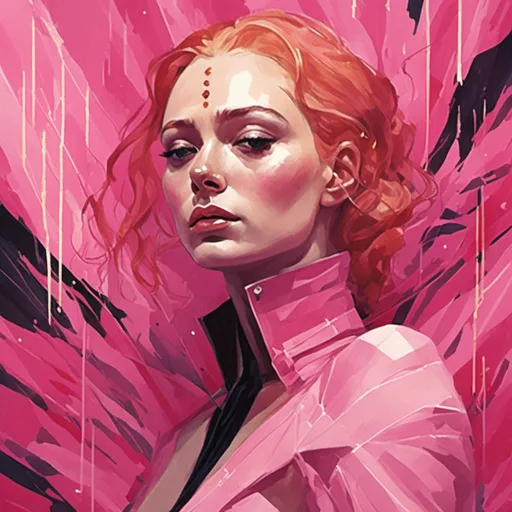 Sophie turner hypnotic pink latex artstyle | OpenArt