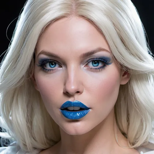 Prompt: Emma frost bimbo  blue lips
