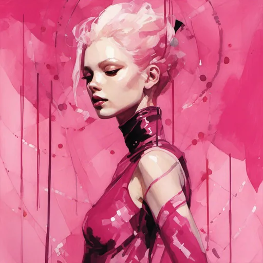 Prompt: Sasha Luss  hypnotic pink latex <mymodel> artstyle