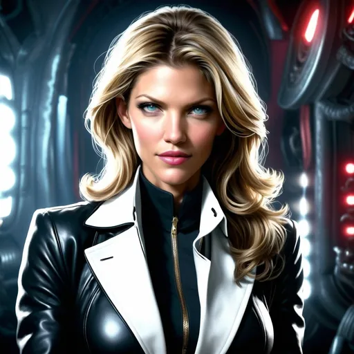 Prompt: Tricia Helfer         hypnotic bimbo 