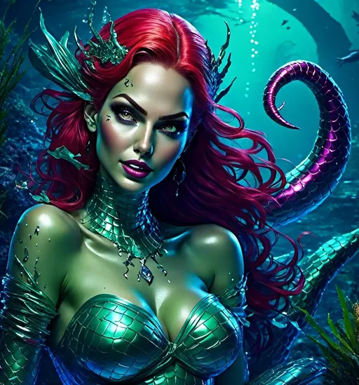 Prompt: <mymodel> evil mermaid 