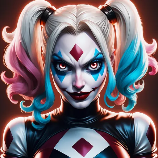 Prompt: Hypnotic  Harley Quinn  glowing eyes 