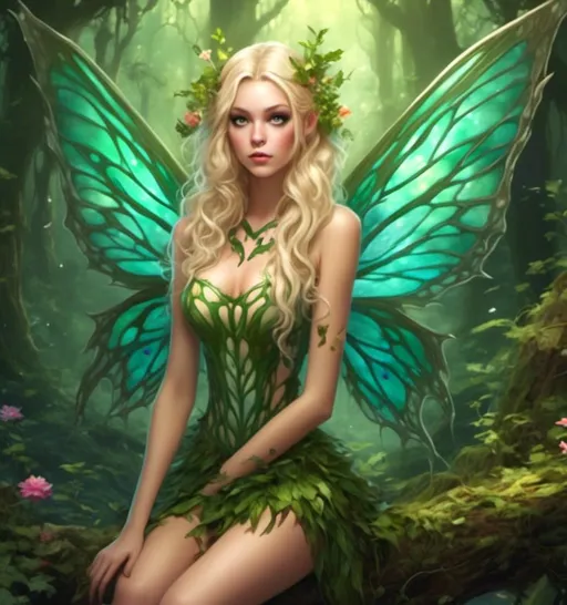 Prompt: <mymodel> blonde forest fairy 