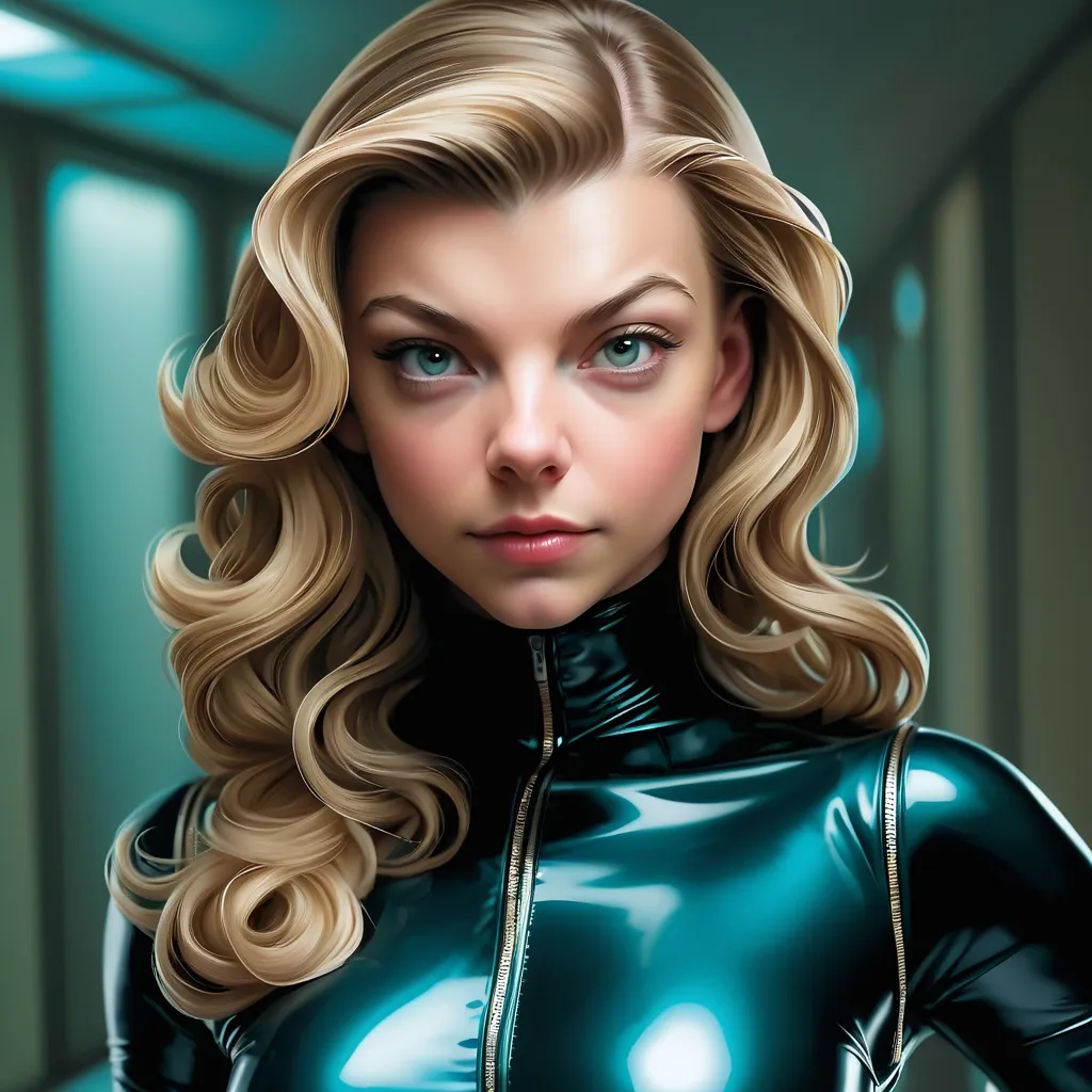 Natalie dormer as a bimbo in latex close up portrait