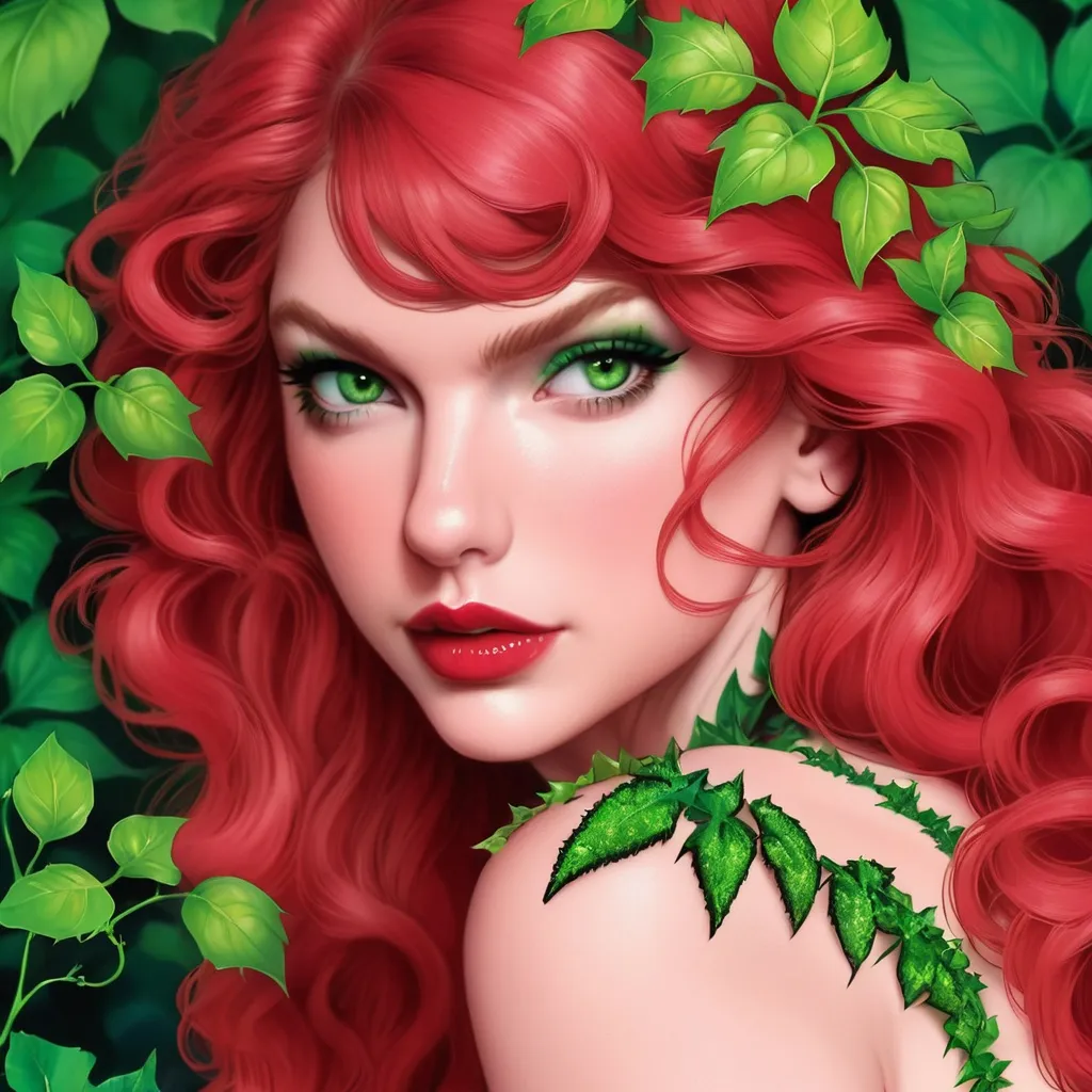 Taylor swift as poison ivy close up portrait