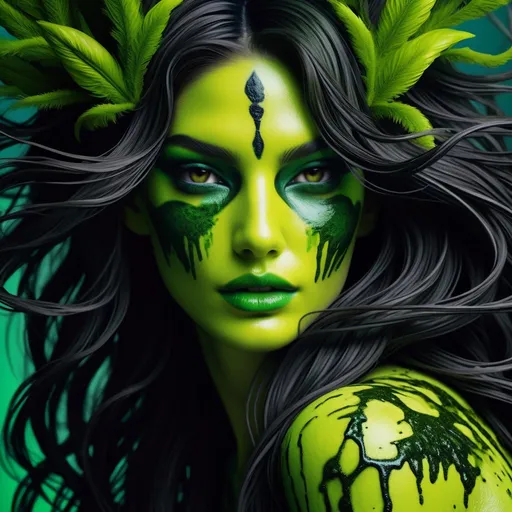 Prompt: Lilly Aldridge   as a  toxic  nymph close up portrait 