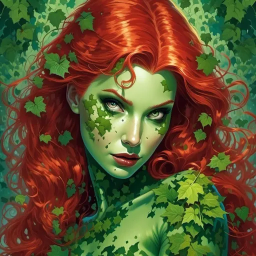 Prompt: <mymodel> Hypnotic   green skin     poison ivy  hypnotized glowing eyes   