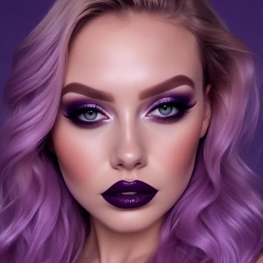 Prompt: <mymodel> poison ivy  purple lips and eyeshadow 