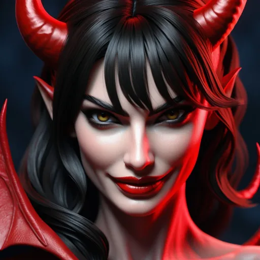 Prompt: Lilly Aldridge   as a devil close up portrait 