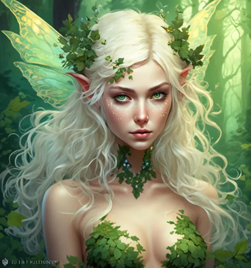 Prompt: <mymodel> platinum blonde forest fairy 