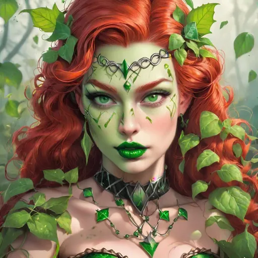 Prompt: Viking Poison ivy with green lips