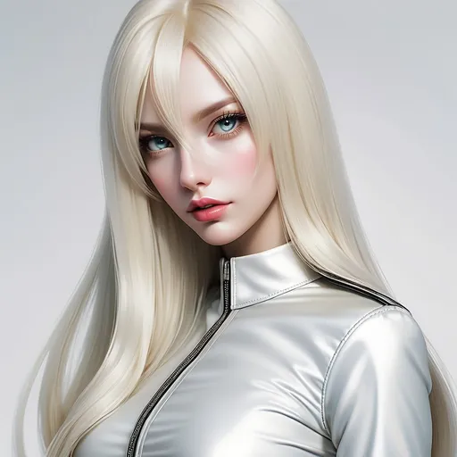 Prompt: Hypnotic bimbo platinum blonde long straight  hair
