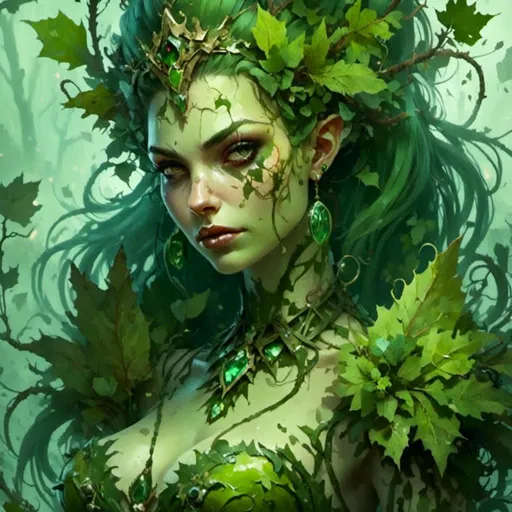 Prompt: Pretty Nurgle infected poison ivy princess close up portrait, <mymodel> artstyle