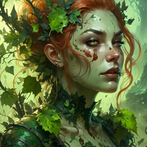 Prompt: Pretty Nurgle infected poison ivy close up portrait, <mymodel> artstyle