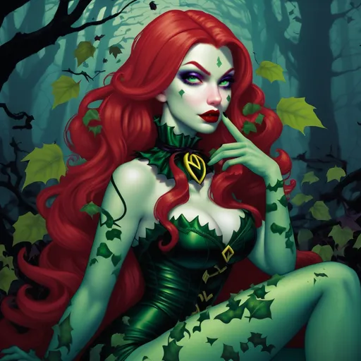 Prompt: Hypnotic vampire bimbo poison ivy