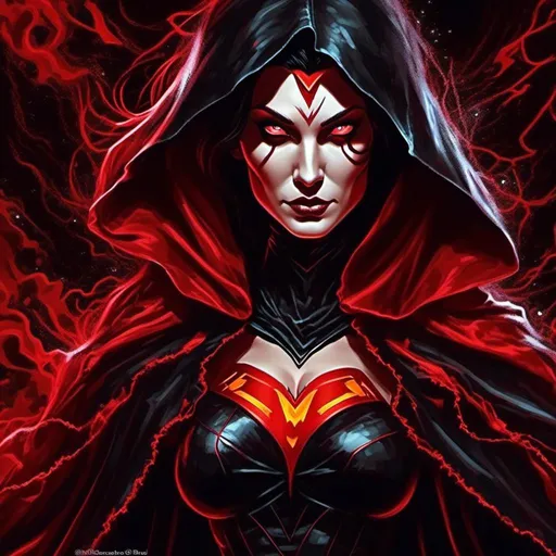 Supervillainess digital art sinister grin 