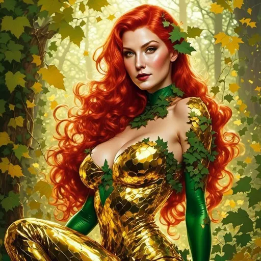 Prompt: <mymodel> poison ivy in gold 
