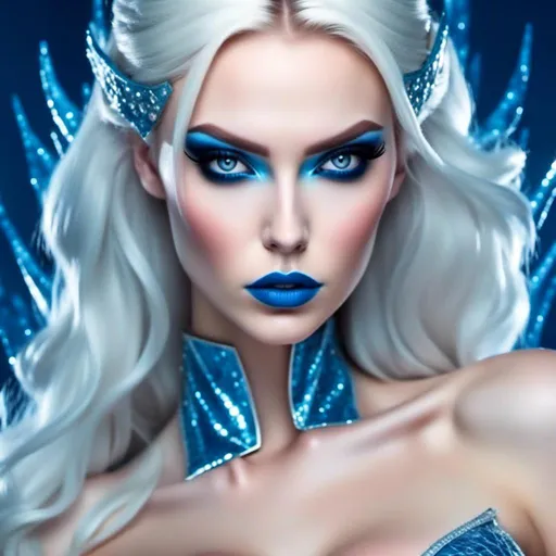 Prompt: <mymodel> bimbo Emma frost blue lips