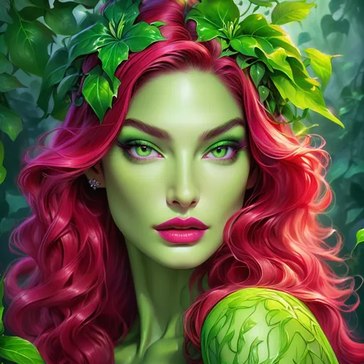 Lily Aldridge portrait, poison ivy, digital paintin... | OpenArt