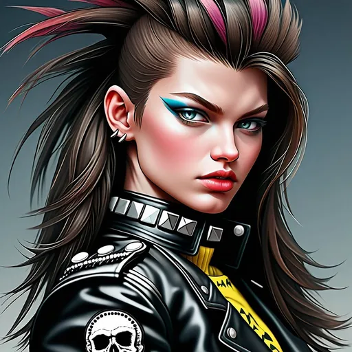 Prompt: ruslana korshunova   as a  punk close up portrait 