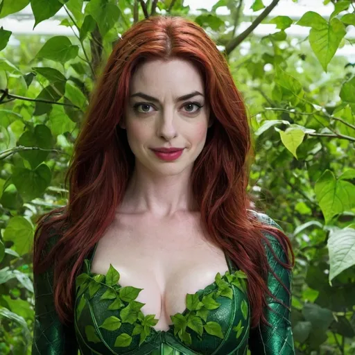 Prompt: Ann Hathaway as   poison ivy 
