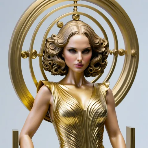 Prompt: Natalie Portman as Hypnotic   bimbo gold  statue