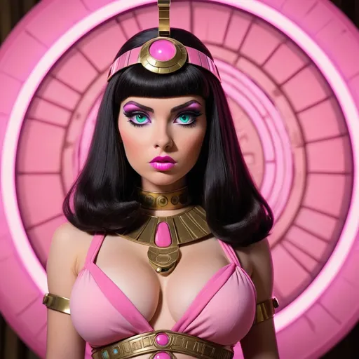Prompt: Madelyn Cline  as hypnotic pink bimbo  scifi Cleopatra             