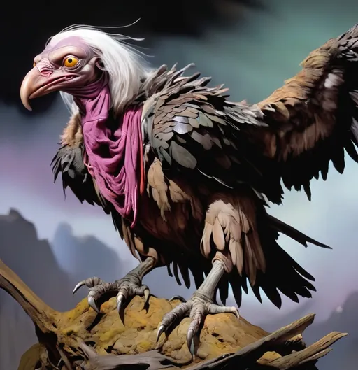Prompt: Dark crystal vulture  creature 