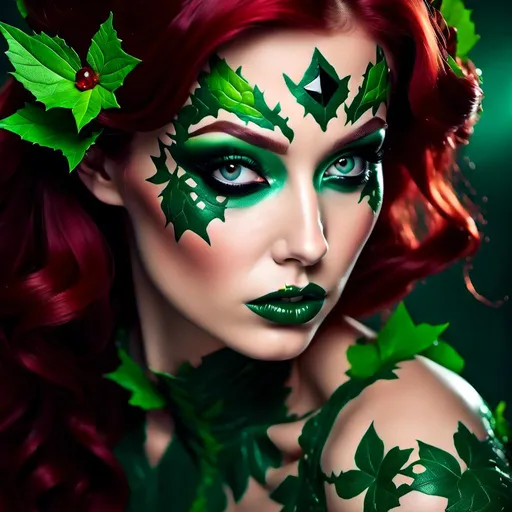 Prompt: Poison ivy  lime green lips  and eye shadow <mymodel>