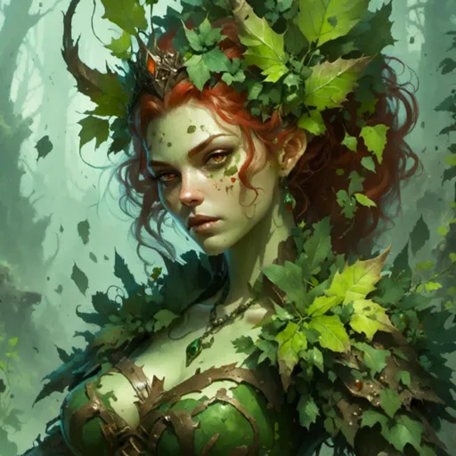 Prompt: Pretty Nurgle infected poison ivy princess close up portrait, <mymodel> artstyle