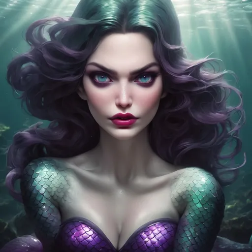 Prompt: Hypnotic evil mermaid 