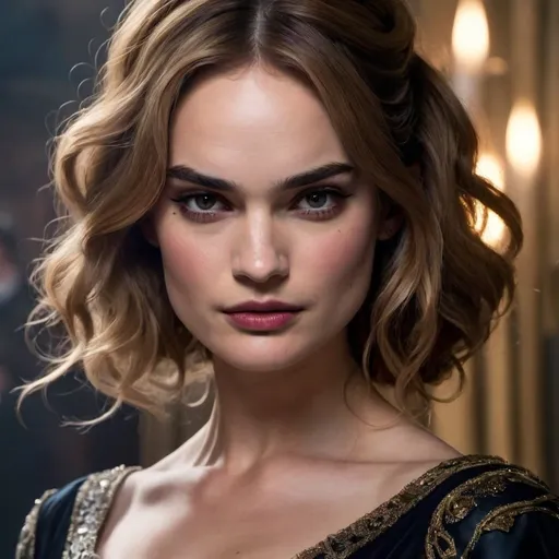 Prompt: Lily james as a  Supervillainess 