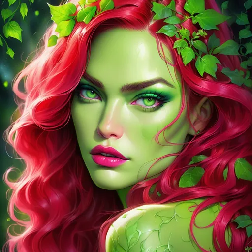 Megan fox portrait, poison ivy, digital painting, d...