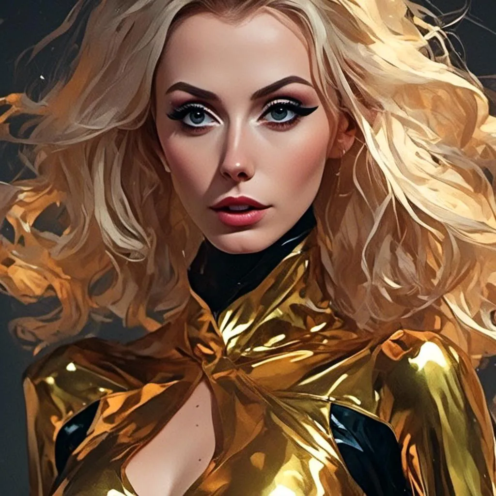 mymodel>Hypnotic mistress in latex, shiny gold late...