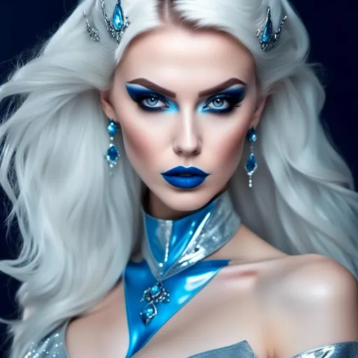 Prompt: <mymodel> bimbo Emma frost blue lips