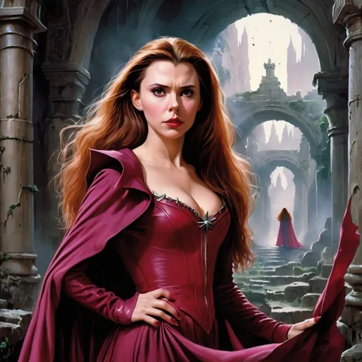 Prompt: Scarlett witch  in labyrinth 