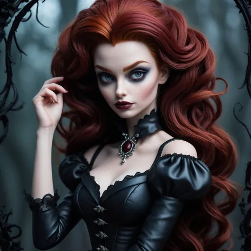 Prompt: madelyne pryor  in the style of Tim Burton 