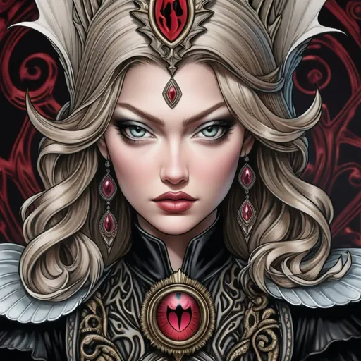 Prompt: Hypnotic bimbo evil queen   Gigi hadid  close up portrait 