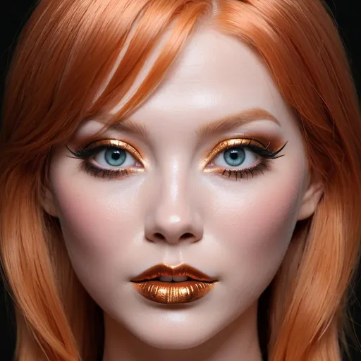 Prompt: <mymodel> bimbo hypnotic    copper close up portrait 