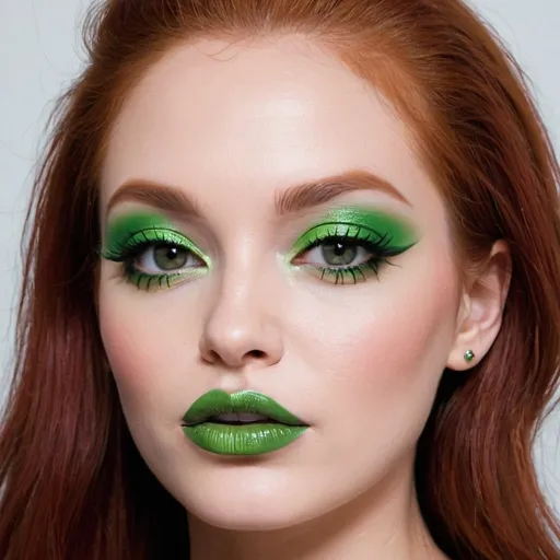 Prompt: <mymodel> madelyne pryor close up portrait 
   bimbo green makeup