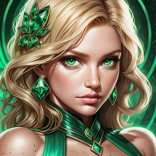 Prompt:    Vanessa Ray  hypnotic     bimbo         close up portrait  emerald empress 