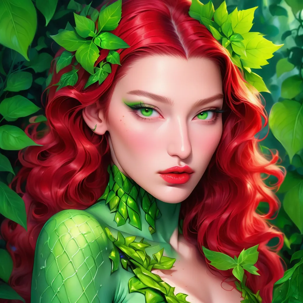 Bella hadid portrait, poison ivy, digital painting,... | OpenArt