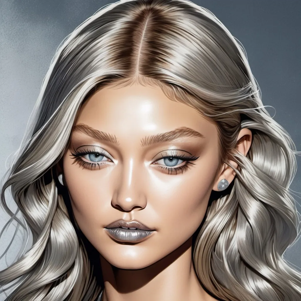 few-rail970: cute girl,instrinsic eye detailed,perfect face Gigi Hadid,nud  e, goddess of pride as a pale,creamy super muscular women,big breast  wearing a very ornate superhero armor , full body, g cup breast,bokeh blur