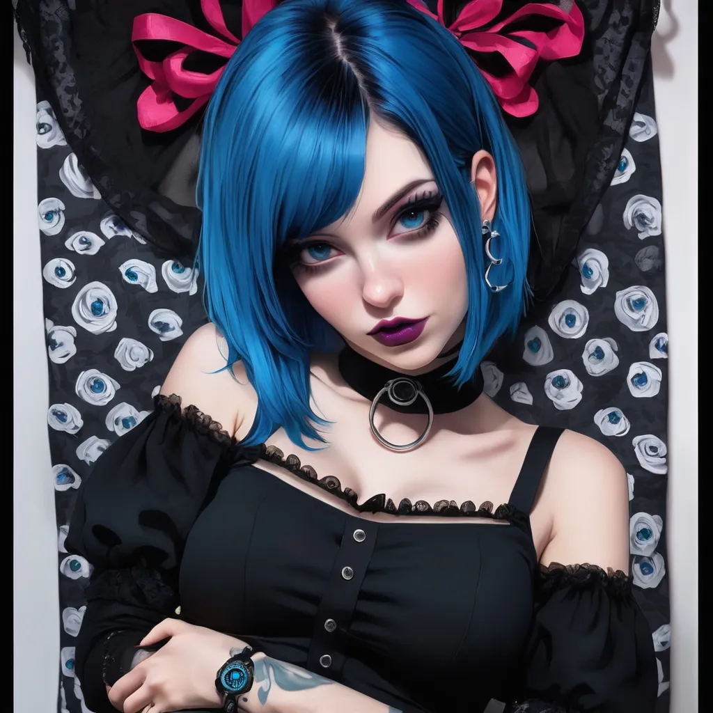 Hypnotic bimbo goth blue hair