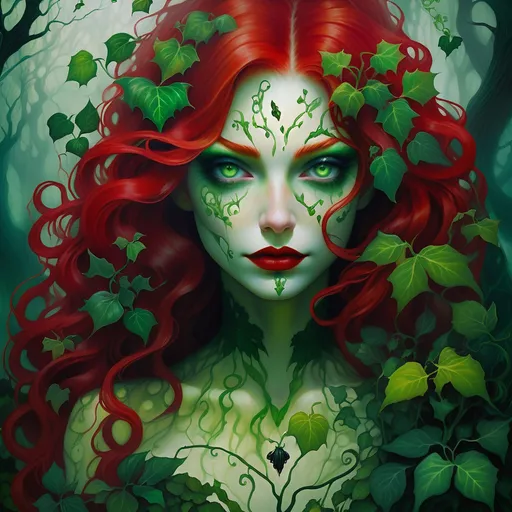 Poison ivy, vibrant green leaves, toxic beauty, high... | OpenArt